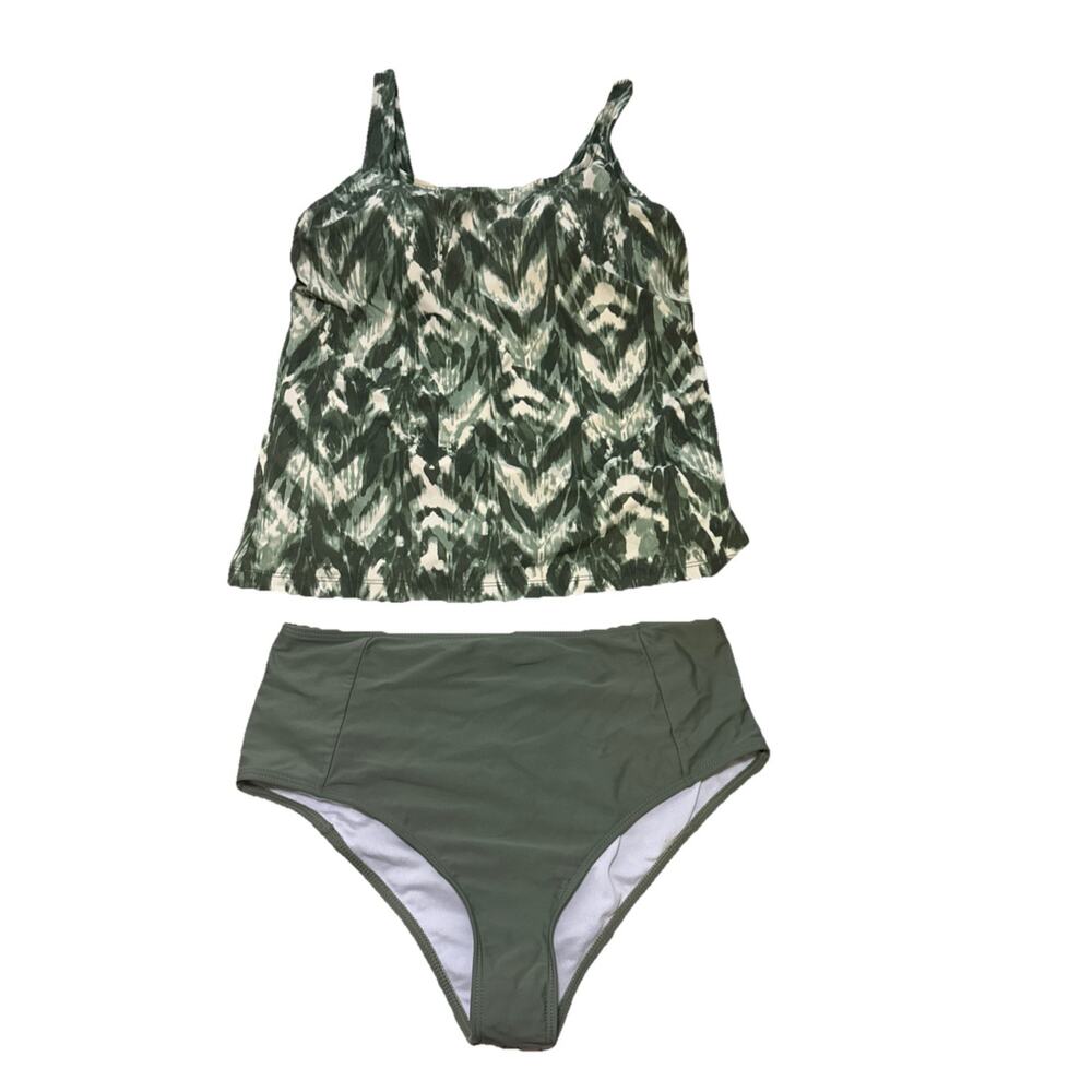 Women’s Olive Two-Piece Tankini Swim Set